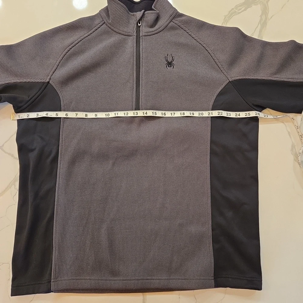 Spyder Soft Shell 1/4 Zip Fleece Pullover Sweater Jacket Mens Size XL Black Gray